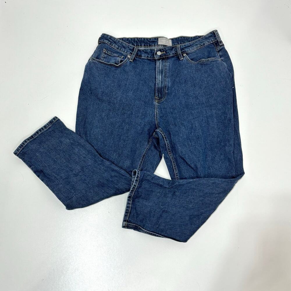Everlane Curvy Cheeky Jean Organic Cotton High Waist Straight Leg Medium Blue 35